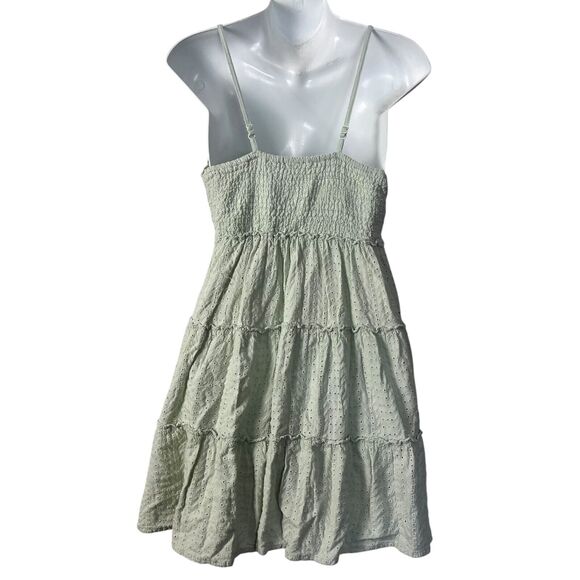 Sim & Sam Babydoll Pastel Green Eyelet Y2K Embroidered Cotton Dress Womens L - Picture 14 of 16